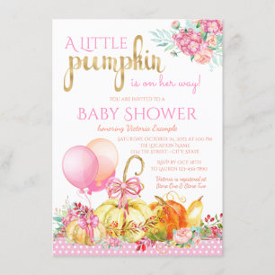 Invitation Petites filles Citrouilles Chute Bébé Douche Invit