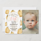 Invitation Petites filles Citrouilles rose automne photo d'an