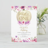 Invitation Petites filles florales Citrouilles 1er anniversai (Debout devant)