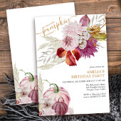 Invitation Petites filles florales rustiques Citrouilles Anni