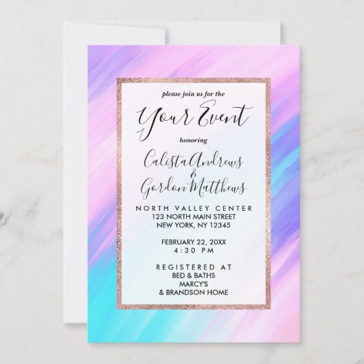 Invitation Petites filles Modernes Pink Blue Purple Paint Smu (Devant)