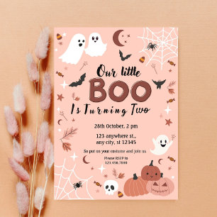 Invitation Petites Filles Petit Boo Halloween Anniversaire To