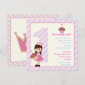 Invitation Petites filles princesses 1er anniversaire rose bl (Devant / Derrière)