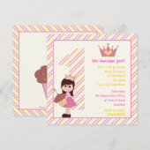 Invitation Petites filles princesses 1er anniversaire rose ja (Devant / Derrière)