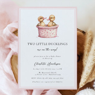 Invitation Petites filles roses Baby shower jumeau