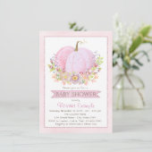 Invitation Petites filles roses Citrouille bébé douche Invita (Debout devant)