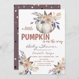 Invitation Petites fleurs Citrouilles, Baby shower de points