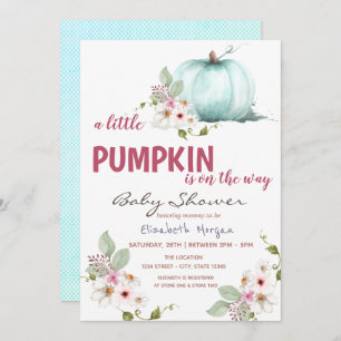 Invitation Petites fleurs Citrouilles, Baby shower pointu
