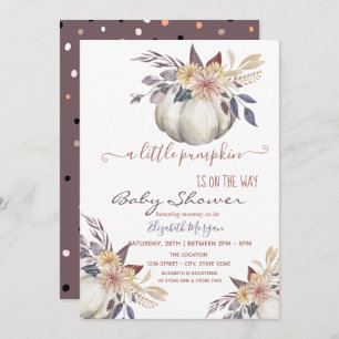 Invitation Petites fleurs Citrouilles, Baby shower pointu