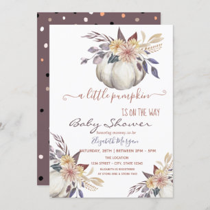 Invitation Petites fleurs Citrouilles, Baby shower pointu
