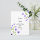 Invitation Petites fleurs d'aquarelle violette (Debout devant)