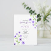 Invitation Petites fleurs d'aquarelle violette (Debout devant)