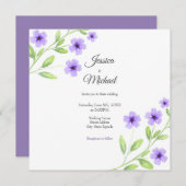 Invitation Petites fleurs d'aquarelle violette (Devant / Derrière)