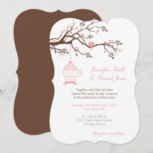 Invitation Petites Inséparables douces (Devant / Derrière)