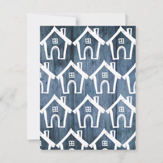 Invitation Petites maisons blanches sur le bois bleu Nous avo (Devant)