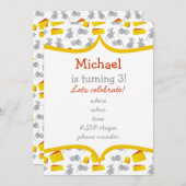 Invitation petites moules et fromage à cadre jaune (Devant / Derrière)