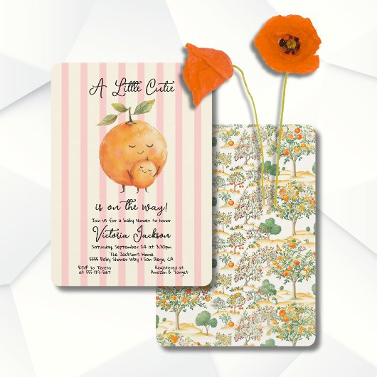 Invitation Petites Oranges Cutie Baby shower Toile