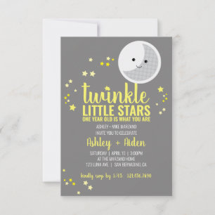 Invitation petites stars GARY ou GIRL jumeaux 1er ANNIVERSAIR