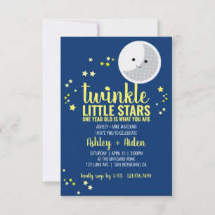 Invitation petites stars GARY ou GIRL jumeaux 1er ANNIVERSAIR