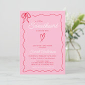 Invitation Petites Valentines adorables Baby shower rouge ros (Debout devant)