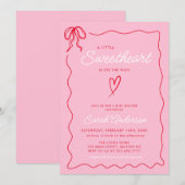 Invitation Petites Valentines adorables Baby shower rouge ros (Devant / Derrière)