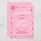 Invitation Petites Valentines adorables Baby shower rouge ros (Devant / Derrière)