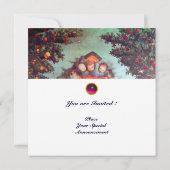 Invitation PETITS ANGES MONOGRAMME bleu antique rose vif (Dos)