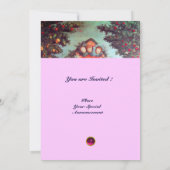 Invitation PETITS ANGES MONOGRAMME bleu antique rose vif (Dos)