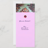 Invitation PETITS ANGES MONOGRAMME bleu antique rose vif (Dos)