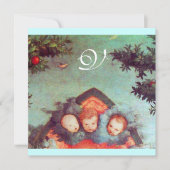 Invitation PETITS ANGES MONOGRAMME bleu antique rouge (Devant)