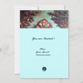 Invitation PETITS ANGES MONOGRAMME bleu antique rouge vif (Dos)