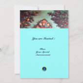 Invitation PETITS ANGES MONOGRAMME bleu antique rouge vif (Dos)