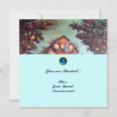 Invitation PETITS ANGES MONOGRAMME bleu antique rouge vif (Dos)