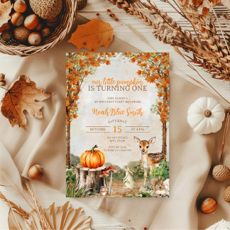 Invitation Petits animaux de la forêt de la citrouille automn