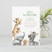 Invitation Petits Animaux Jungle Safari Sauvage Un 1er annive (Debout devant)
