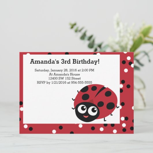 Invitation Petits animaux ROUGE LADYBUG (Debout devant)