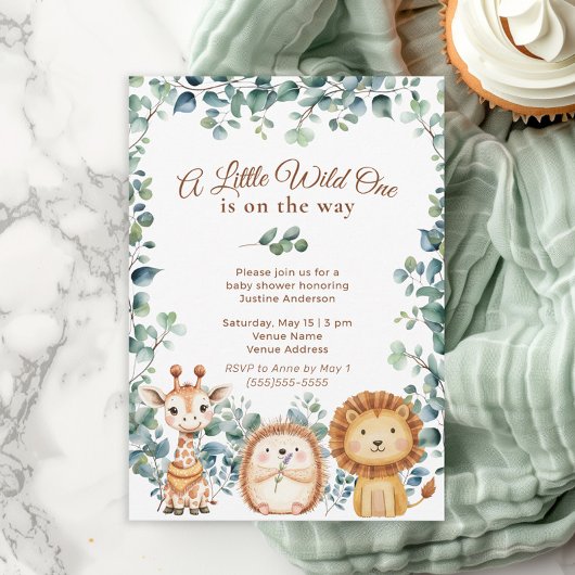 Invitation Petits animaux sauvages un garçon fille Baby showe