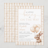 Invitation Petits ballons de lapin Baby shower neutre pour le (Devant / Derrière)