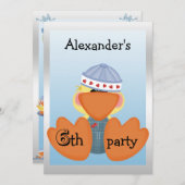 Invitation Petits canards, Coeurs d'amour et bateaux 6e anniv (Devant / Derrière)