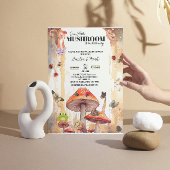 Invitation petits champignons baby shower rustique