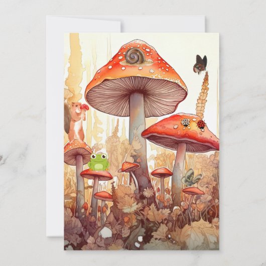 Invitation petits champignons baby shower rustique (Dos)