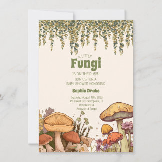 Invitation Petits Champignons En Route Baby shower Champignon
