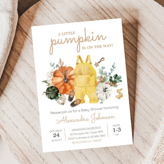 Invitation Petits Citrouilles Vêtements de bébé Baby shower I