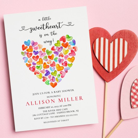 Invitation Petits Coeurs Amoureux Filles Baby shower Invita