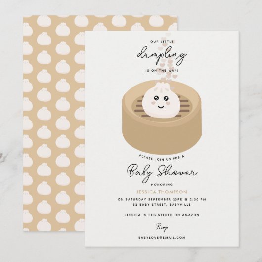 Invitation Petits Coeurs déchiquetants Baby shower neutre pou (Devant / Derrière)