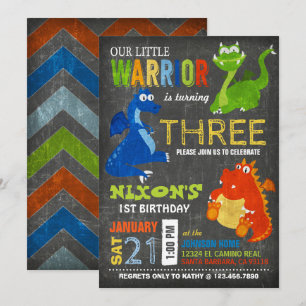 Invitation Petits Dragons à la peur mignonne Anniversaire
