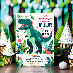Invitation petits enfants mignons garçons T trois 3 rex 3e an