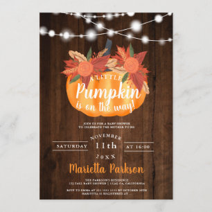 Invitation Petits feux de bois fleuris citrouille baby shower