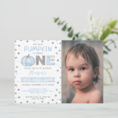 Invitation Petits garçons Citrouilles 1er anniversaire Photo (Debout devant)