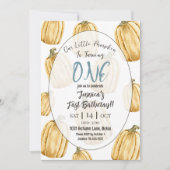 Invitation Petits garçons Citrouilles Bleu Automne Anniversai (Devant)